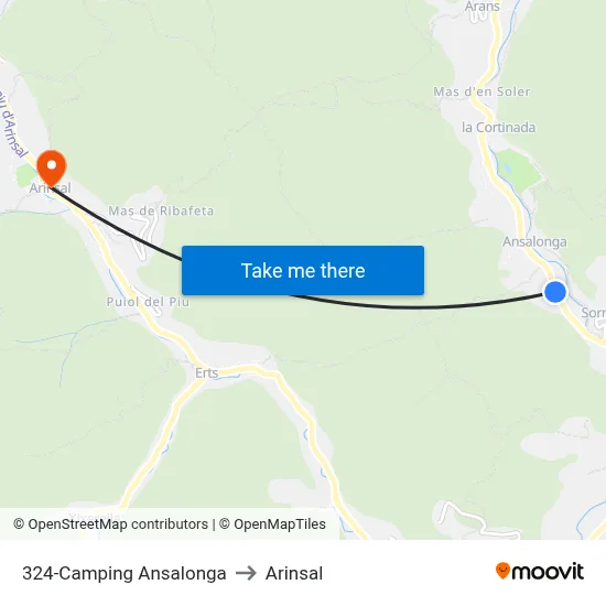 324-Camping Ansalonga to Arinsal map