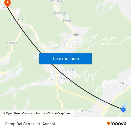 Camp Del Serrat to Arinsal map