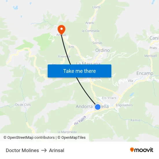 Doctor Molines to Arinsal map