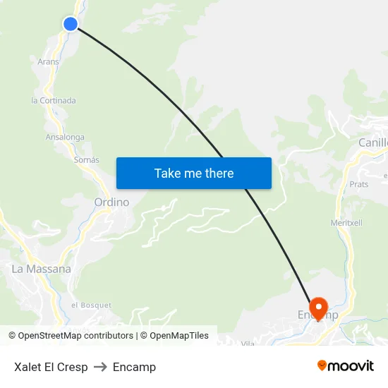 Xalet El Cresp to Encamp map