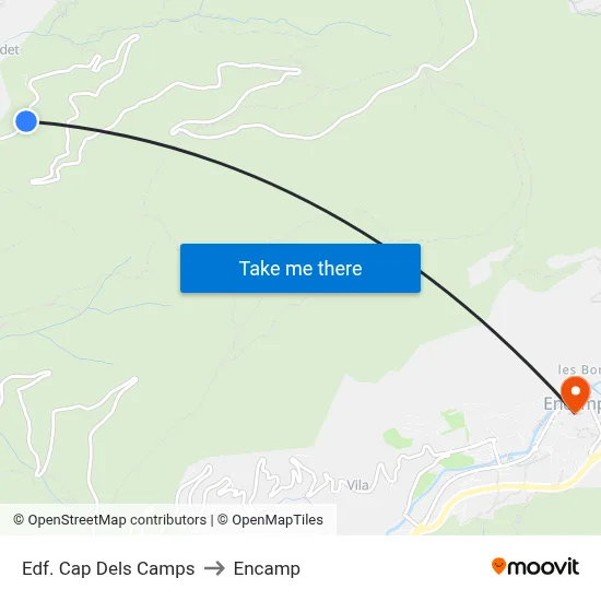 Edf. Cap Dels Camps to Encamp map