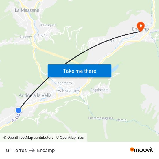 Gil Torres to Encamp map