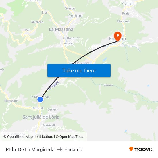 Rtda. De La Margineda to Encamp map