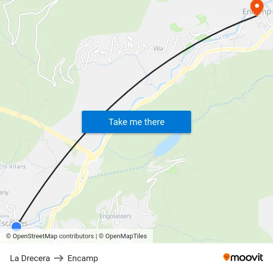 La Drecera to Encamp map