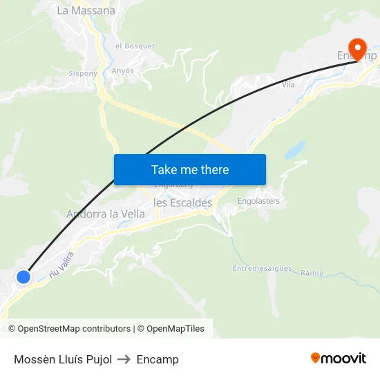 Mossèn Lluís Pujol to Encamp map