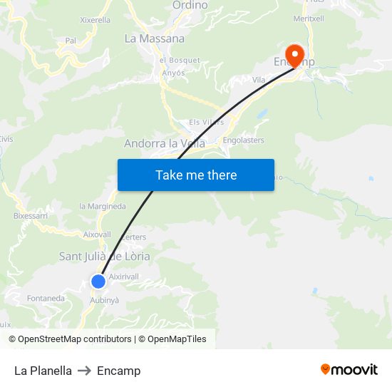 La Planella to Encamp map