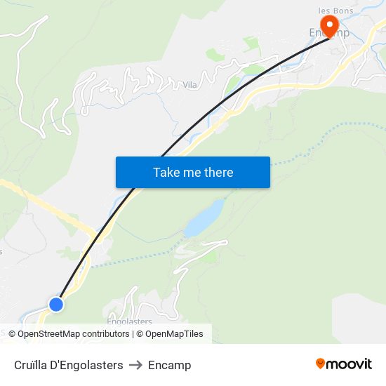 Cruïlla D'Engolasters to Encamp map
