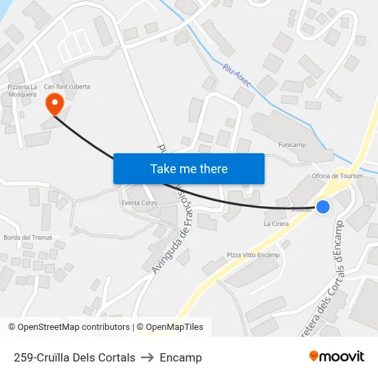 259-Cruïlla Dels Cortals to Encamp map