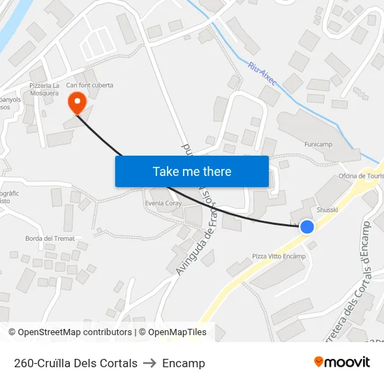 260-Cruïlla Dels Cortals to Encamp map