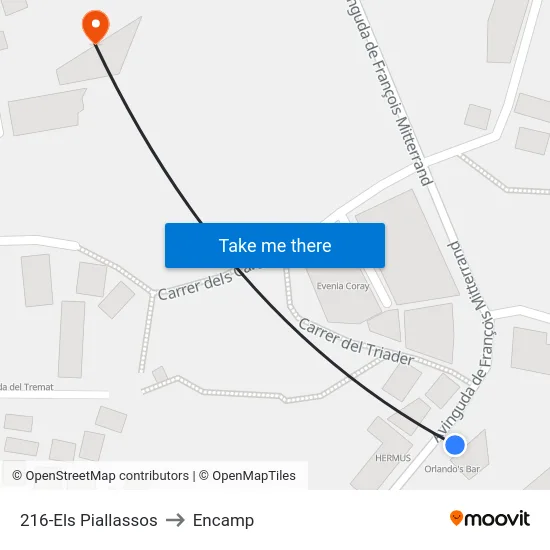 216-Els Piallassos to Encamp map