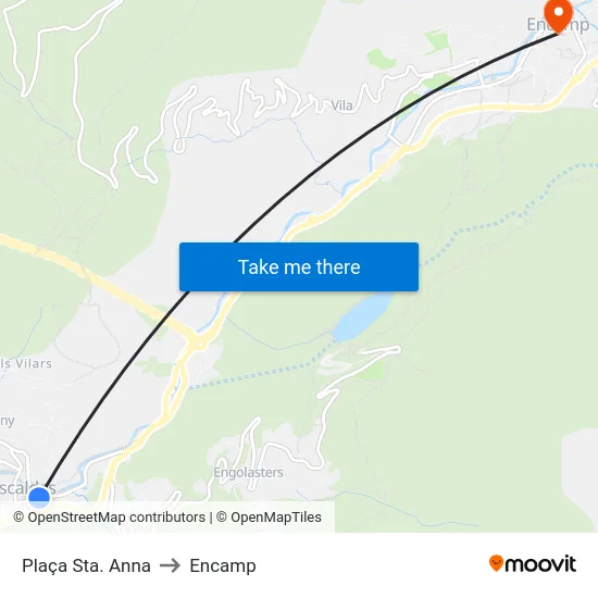 702-Plaça Sta. Anna to Encamp map
