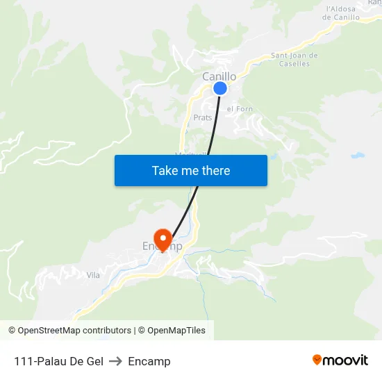 111-Palau De Gel to Encamp map