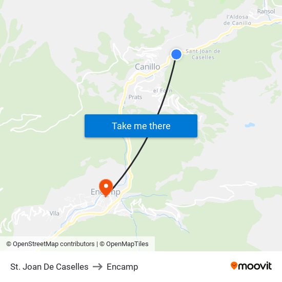 St. Joan De Caselles to Encamp map