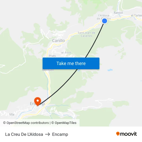 131-La Creu De L'Aldosa to Encamp map