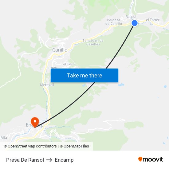 Presa De Ransol to Encamp map