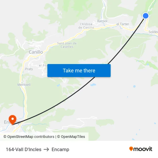 164-Vall D'Incles to Encamp map