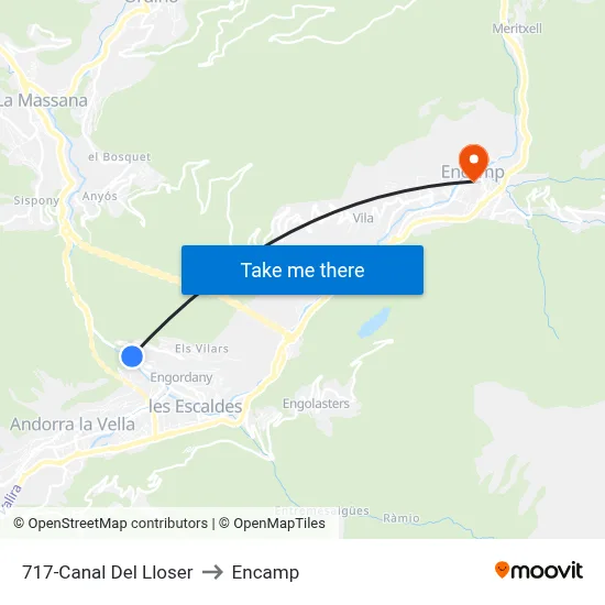 717-Canal Del Lloser to Encamp map