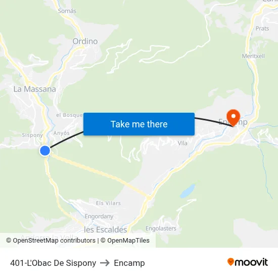 401-L'Obac De Sispony to Encamp map