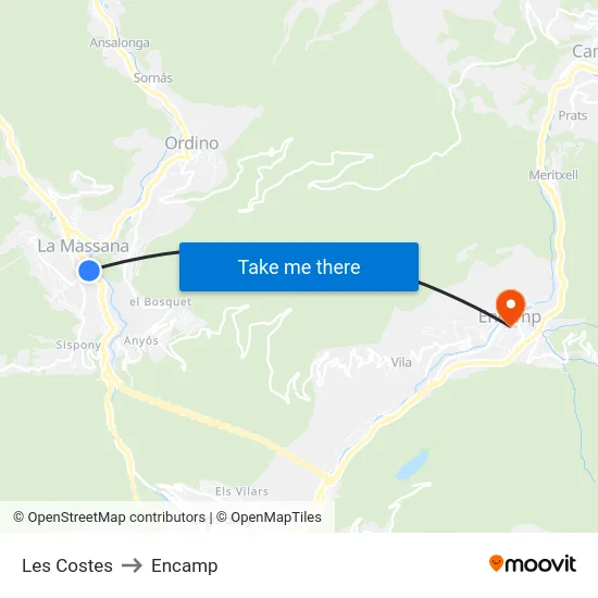 410-Les Costes to Encamp map