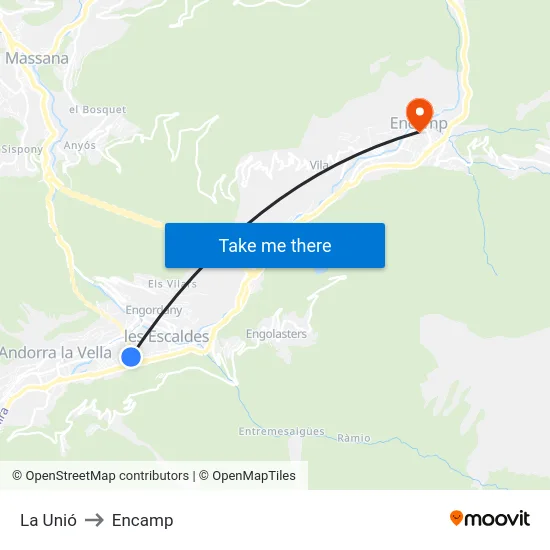 710-La Unió to Encamp map