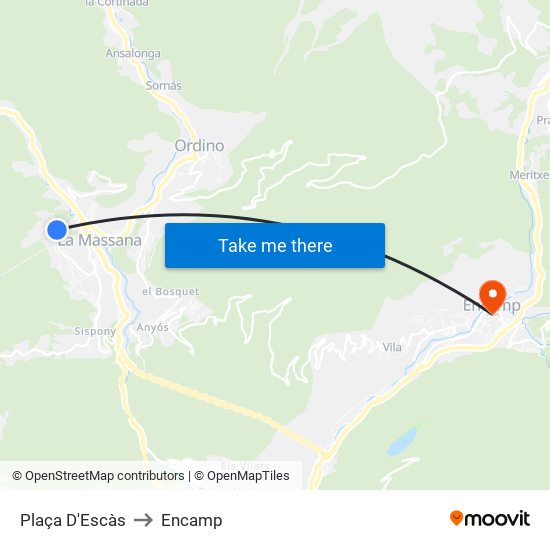 Plaça D'Escàs to Encamp map