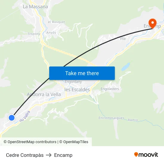 Cedre Contrapàs to Encamp map