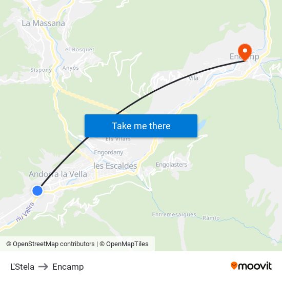 L'Stela to Encamp map