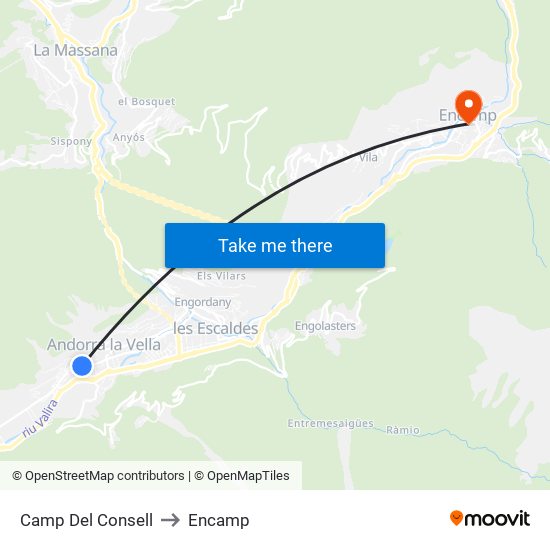 Camp Del Consell to Encamp map