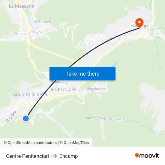 Centre Penitenciari to Encamp map