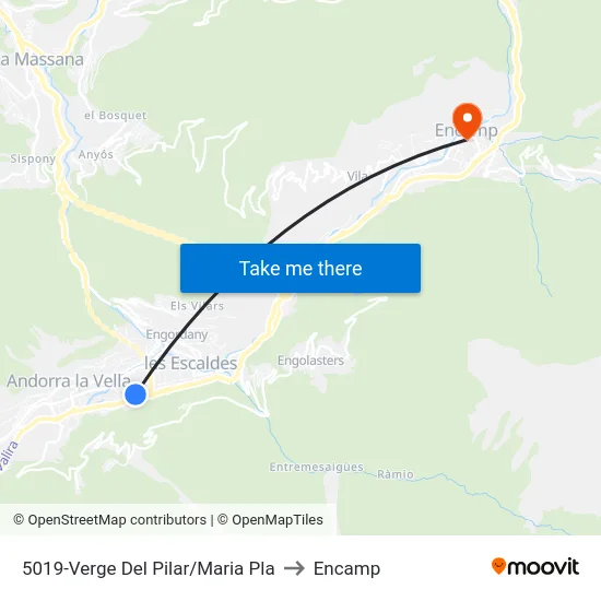 5019-Verge Del Pilar/Maria Pla to Encamp map