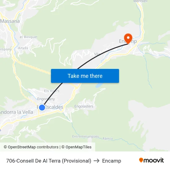706-Consell De Al Terra (Provisional) to Encamp map
