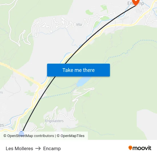 Les Molleres to Encamp map