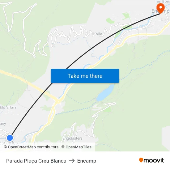 Parada Plaça Creu Blanca to Encamp map
