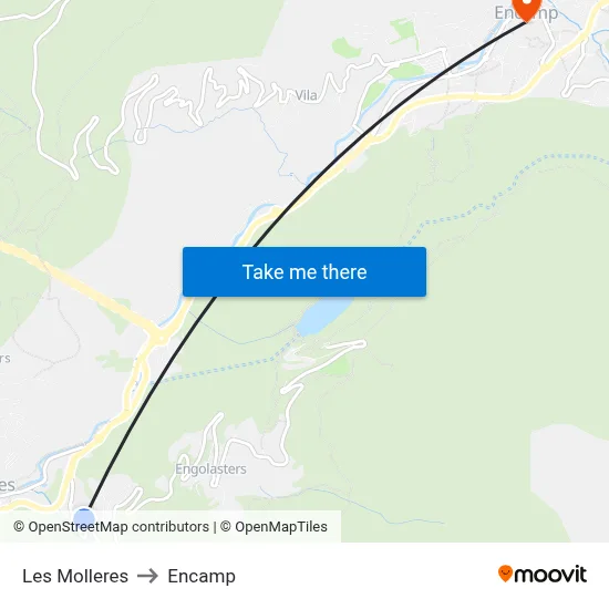 Les Molleres to Encamp map