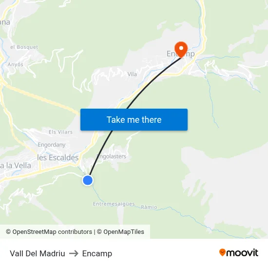 Vall Del Madriu to Encamp map