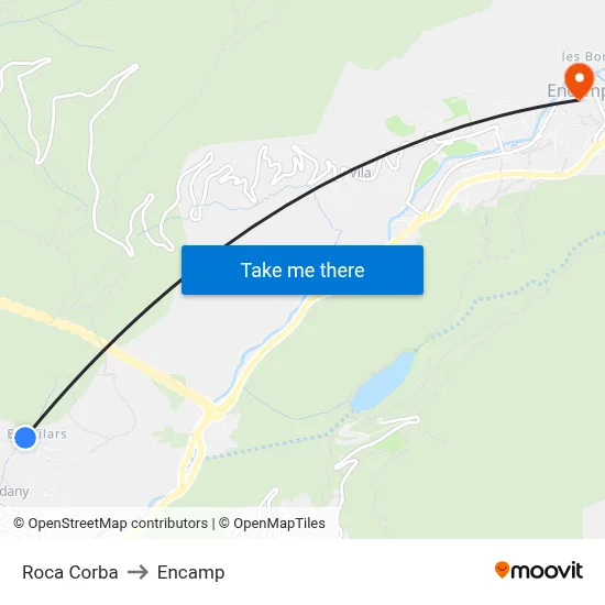 Roca Corba to Encamp map