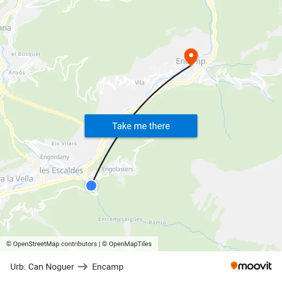 Urb.  Can Noguer to Encamp map