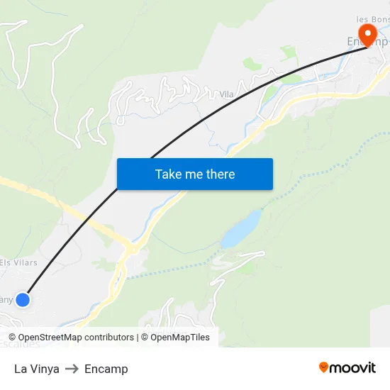 La Vinya to Encamp map