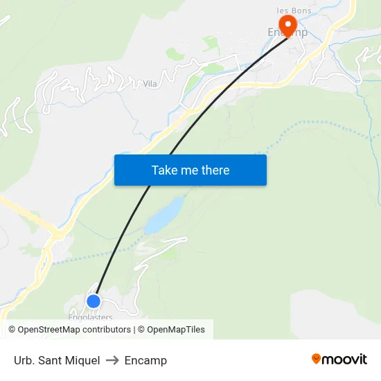 Urb. Sant Miquel to Encamp map