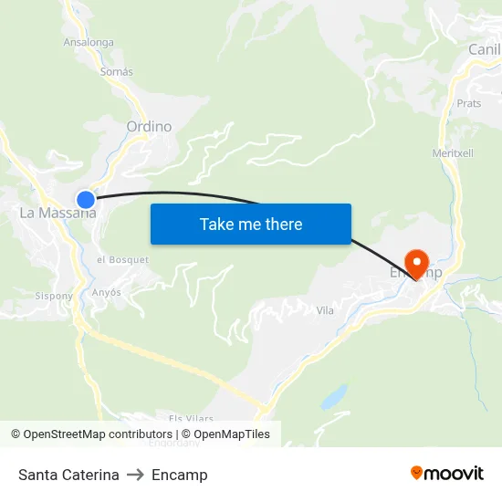 Santa Caterina to Encamp map