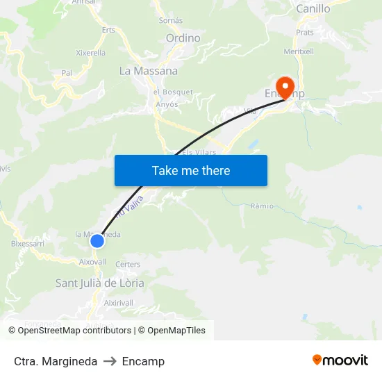 Ctra. Margineda to Encamp map