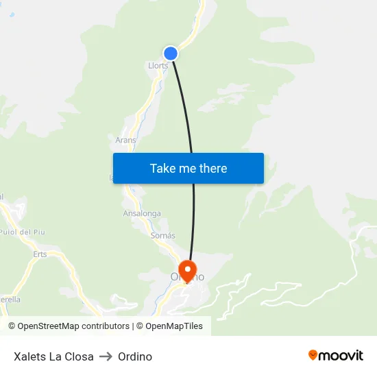 Xalets La Closa to Ordino map