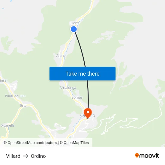 Villaró to Ordino map