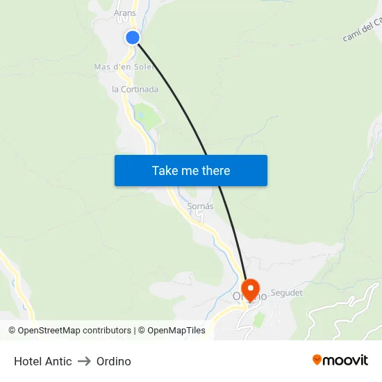 Hotel Antic to Ordino map