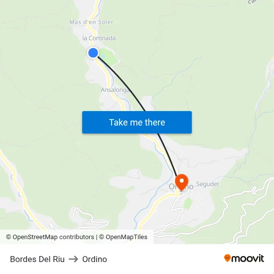 Bordes Del Riu to Ordino map