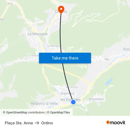 701-Plaça Sta. Anna to Ordino map
