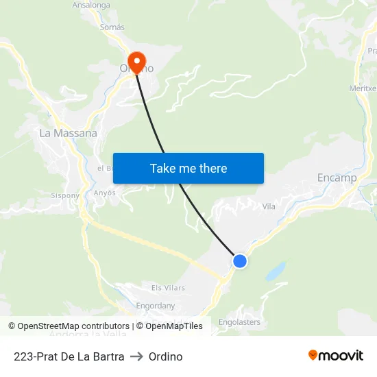 223-Prat De La Bartra to Ordino map