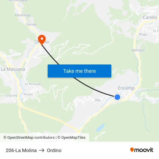 206-La Molina to Ordino map
