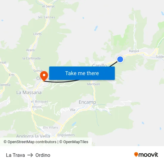 123-La Trava to Ordino map