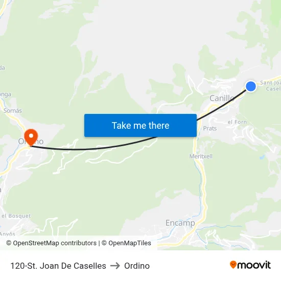 120-St. Joan De Caselles to Ordino map